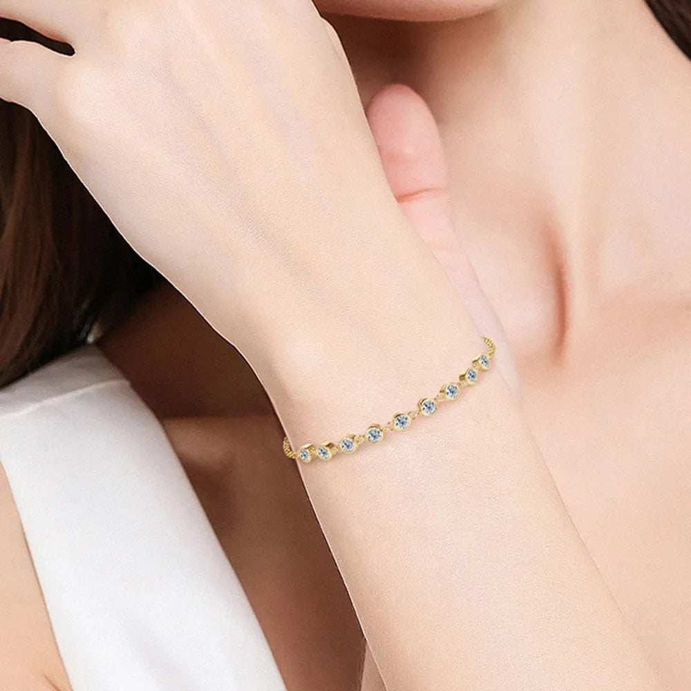 Moissanite-Embedded Bracelet